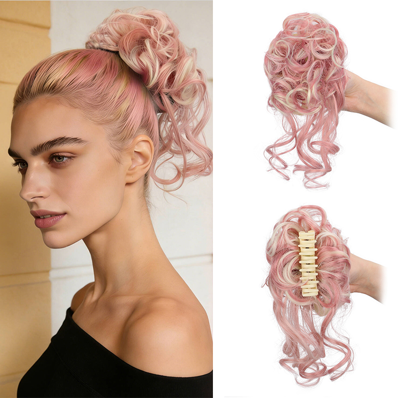 Claw Clip Messy Bun Hair Piece - Dağınık Pençe Tokası, Sentetik Kıvırcık Topuz,