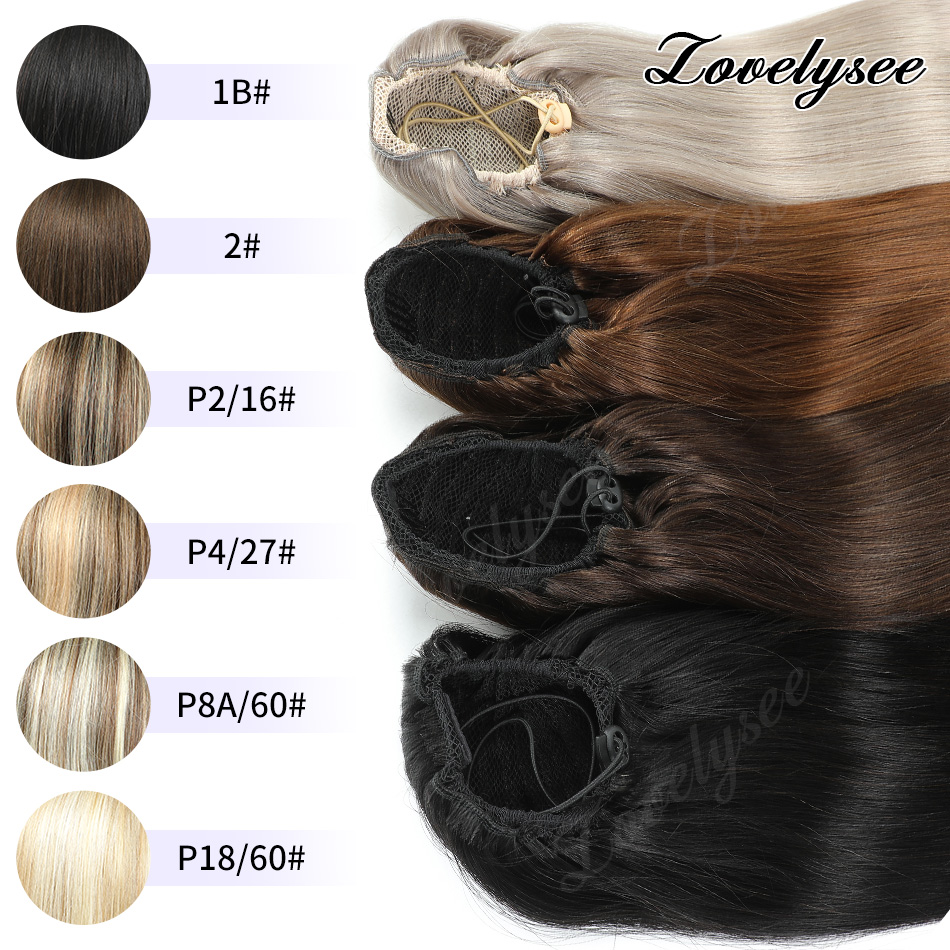 Seamless Clip In Hair Extensions Human Hair - 14-18 inç Kısa İpli At Kuyruğu