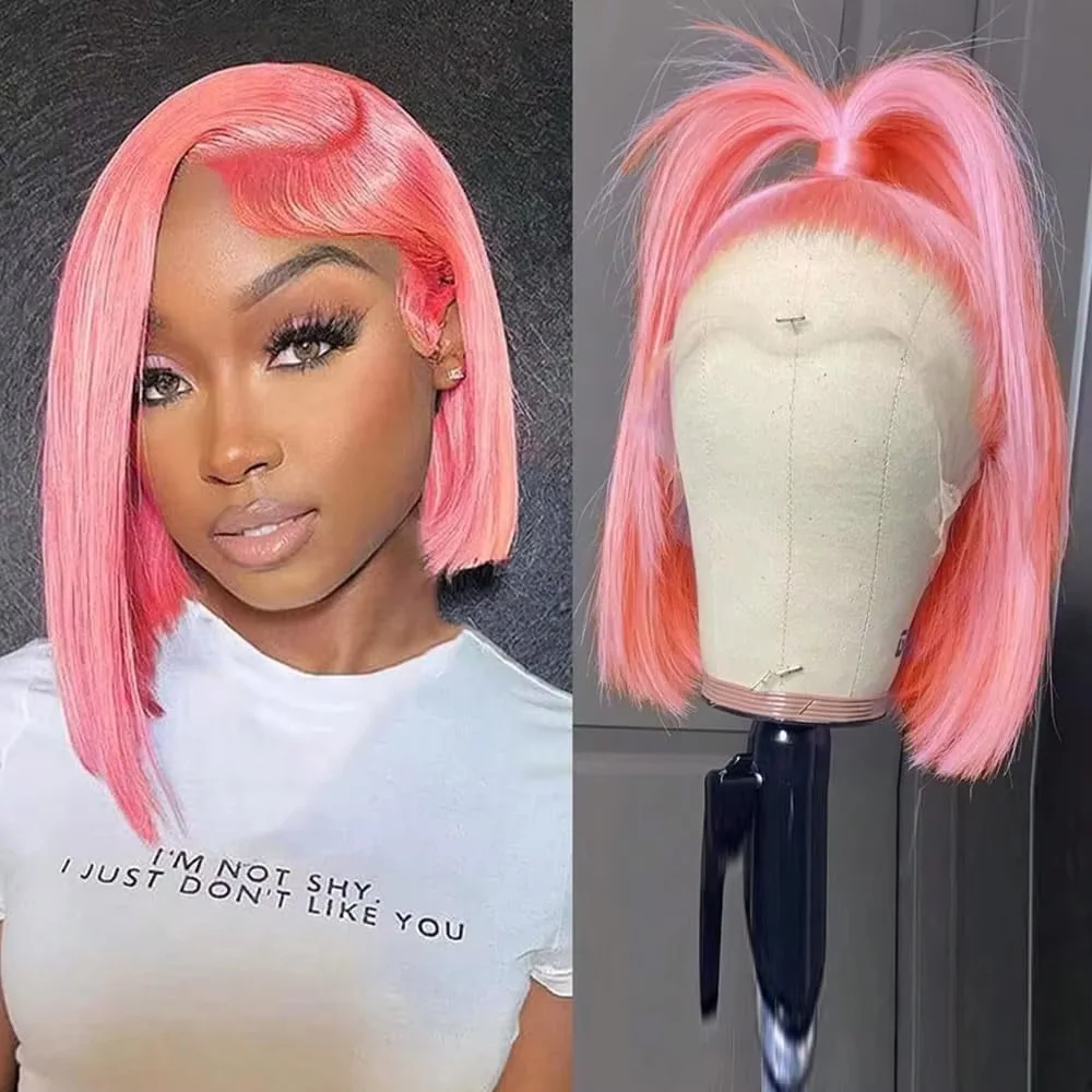 10 İnç Pembe Bob Peruk, %180 Y - Pre Parted 13X4 Lace Front Bob Wig incelemesi ve fiyatı